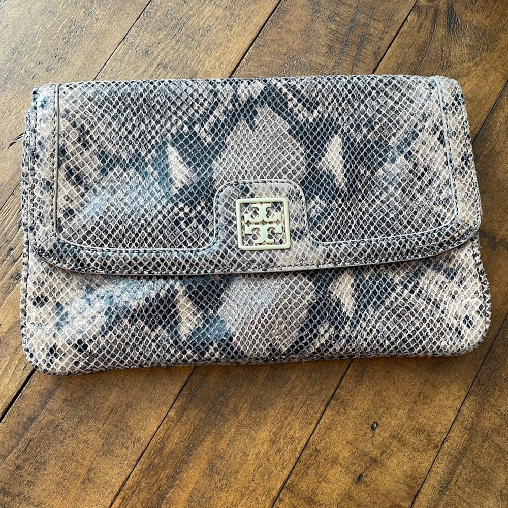 Tory Burch python clutch/crossbody bag
